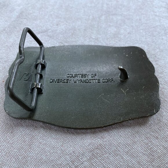 Brass Belt Buckle PENNMARVA Cow Milk Farm Capital Courtesy of Diversey Wyandotte - Picture 5 of 6